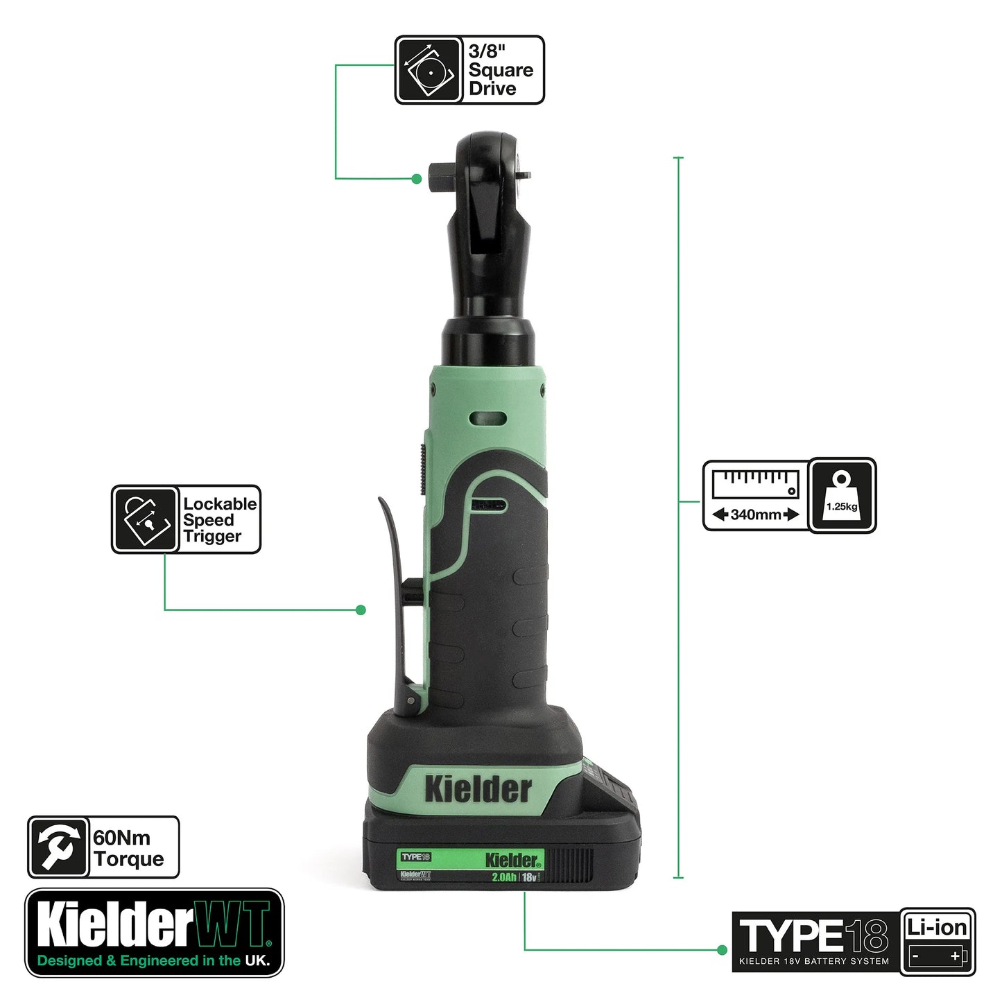 Kielder 18v 3/8" Compact Ratchet