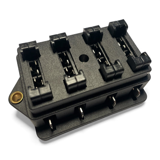 Motorsport Rally Car 4 Way 12v Blade Fuse Box With Clear Protective Cover.