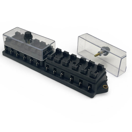 12 Way 12v Blade Fuse Box With Protective Cover