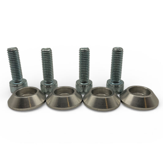 Race Rally Trackday Bucket Seat Side Subframe Mount Silver fixing Bolts & Silver CNC Alloy Washers x4