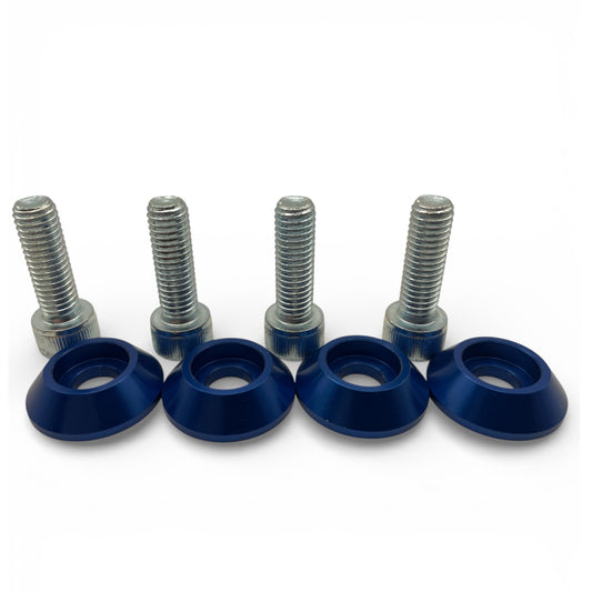 Race Rally Trackday Bucket Seat Side Subframe Mount Silver fixing Bolts & Blue CNC Alloy Washers x4 (Copy)