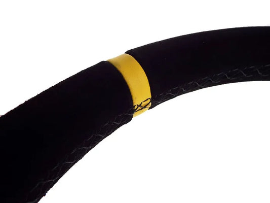 Rally Race Steering Wheel Deep Dish 350mm Black Suede Titanium Spoke