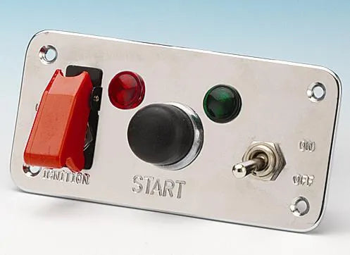 Motorsport Dash Panel Starter Press Button Twin Switch & Warning Lights