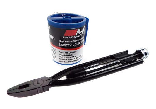 Motorsport 9 Inch Safety Lock Wire Twisting Pliers & 0.81mm Lock Wire Kit