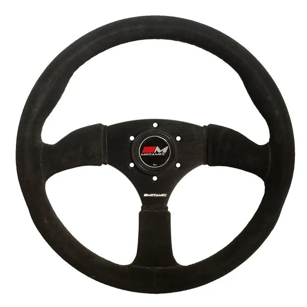 Race Rally Steering Wheel Semi Dish 350mm Black Suede Black Spoke