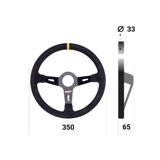 Atech 350mm 65mm Dish Suede Steering Wheel