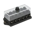 Motorsport 6 Way 12v Blade Fuse Box With Protective Cover.