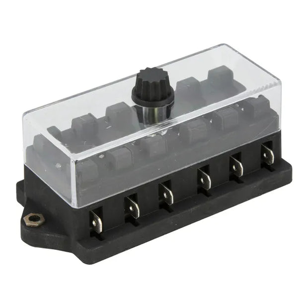 Motorsport 6 Way 12v Blade Fuse Box With Protective Cover.