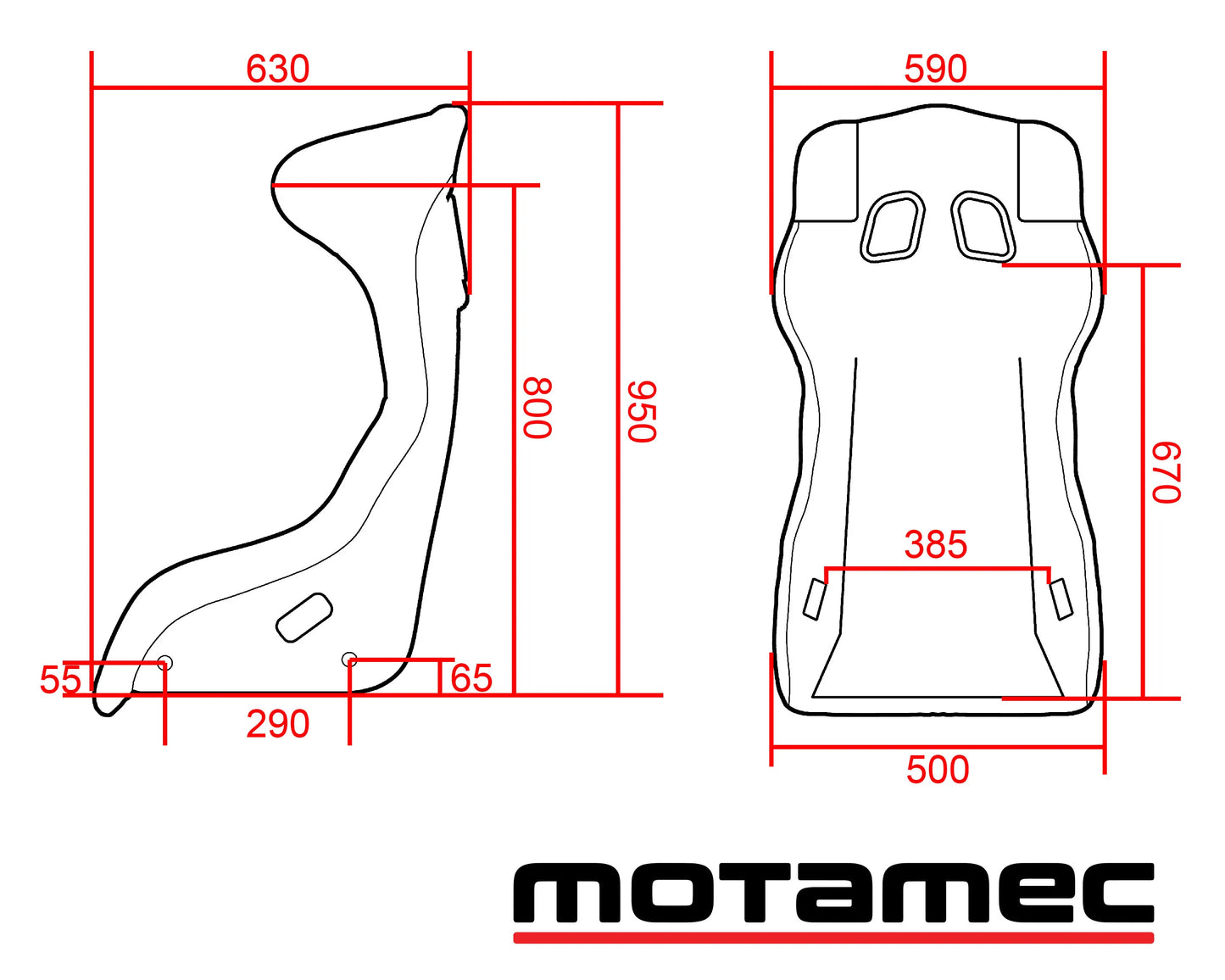 Motamec Racing GP1 FIA Approved Race Seat GRP Shell Side Mount BLACK HANS