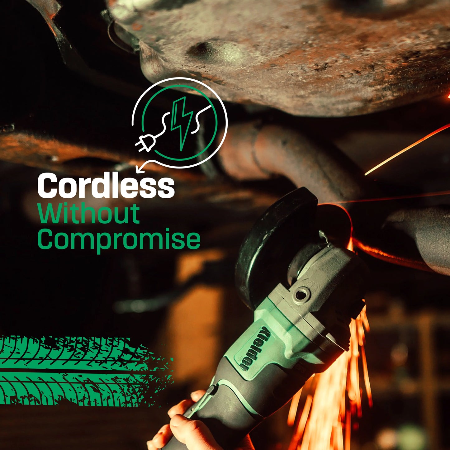 Kielder 18v 115mm Angle Grinder, 1 x 5.0Ah, Charger + 7 Mixed Discs Box