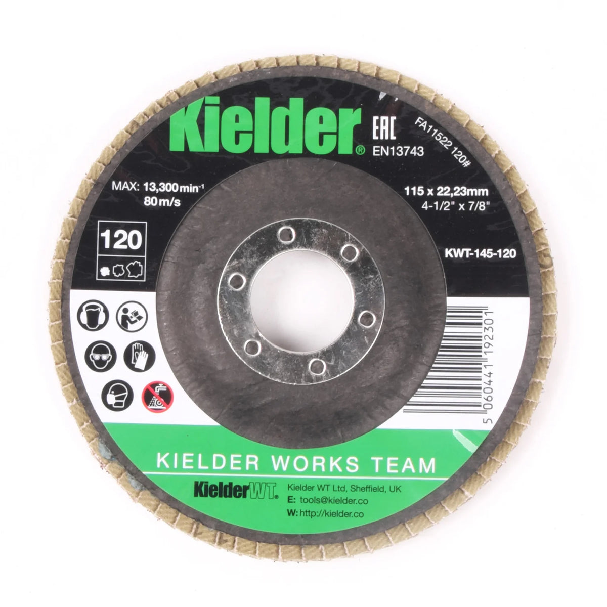 Kielder 115mm 120 Grit Flap Disc for Angle Grinder 3 pack