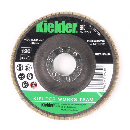 Kielder 115mm 120 Grit Flap Disc for Angle Grinder 3 pack