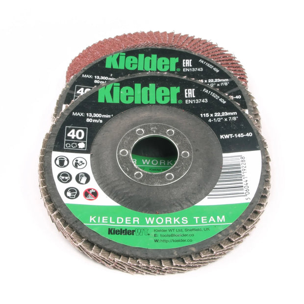 Kielder 115mm 40 Grit Flap Disc for Angle Grinder 3 PACK