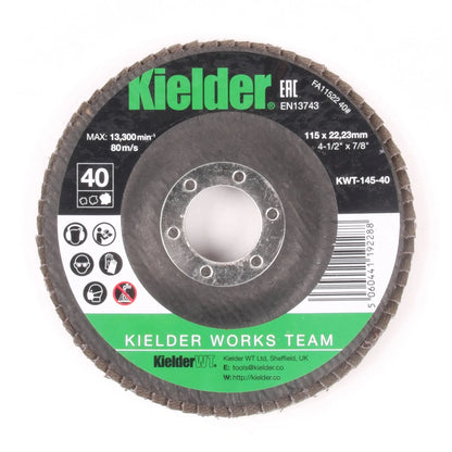 Kielder 115mm 40 Grit Flap Disc for Angle Grinder 3 PACK