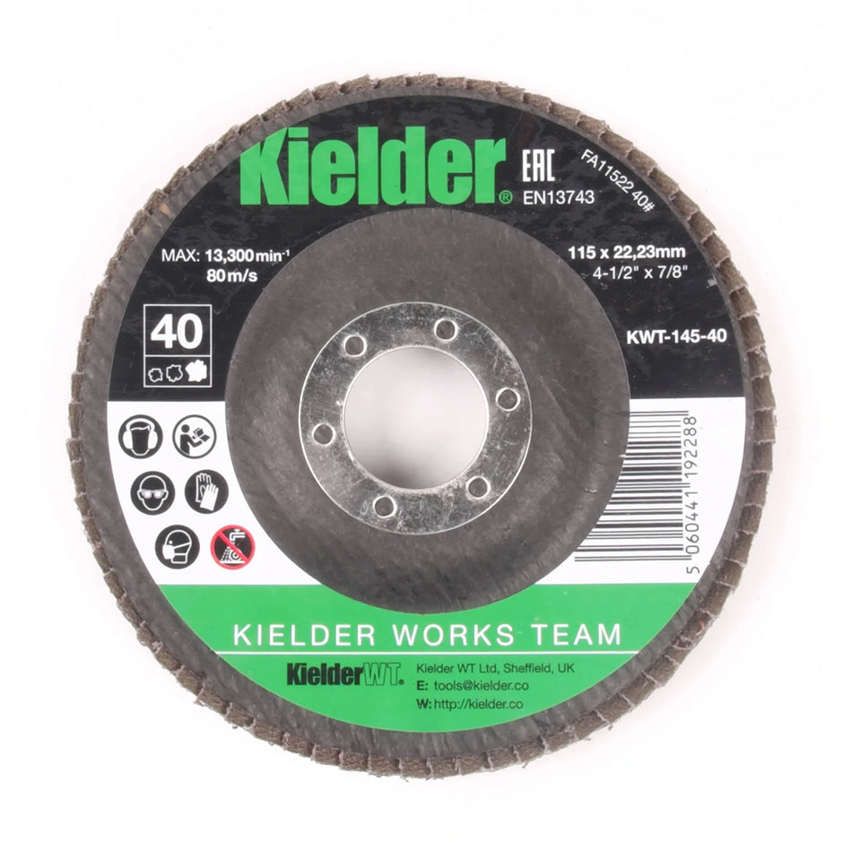Kielder 115mm 40 Grit Flap Disc for Angle Grinder 3 PACK