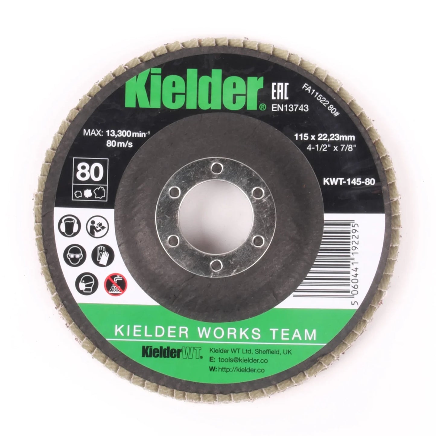 Kielder 115mm 80 Grit Flap Disc for Angle Grinder 3 PACK