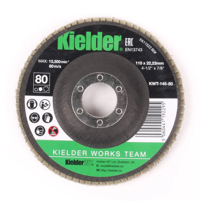 Kielder 115mm 80 Grit Flap Disc for Angle Grinder 3 PACK