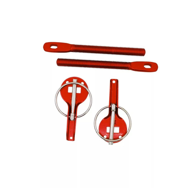 OBP Red Alloy Bonnet Boot Pin Kit Set
