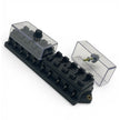 Black 10-way blade fuse box with two clear protective covers