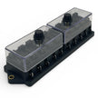 Black 10-way blade fuse box with two clear protective covers