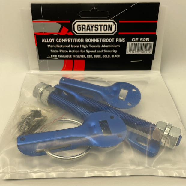 Rally Alloy Bonnet Pin Kit Anodised Blue Competition Motorsport