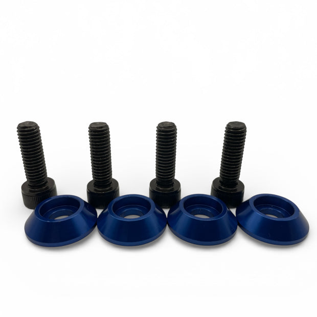 Race Rally Trackday Bucket Seat Side Subframe Mount Black fixing Bolts & Blue CNC Alloy Washers x4 (Copy)
