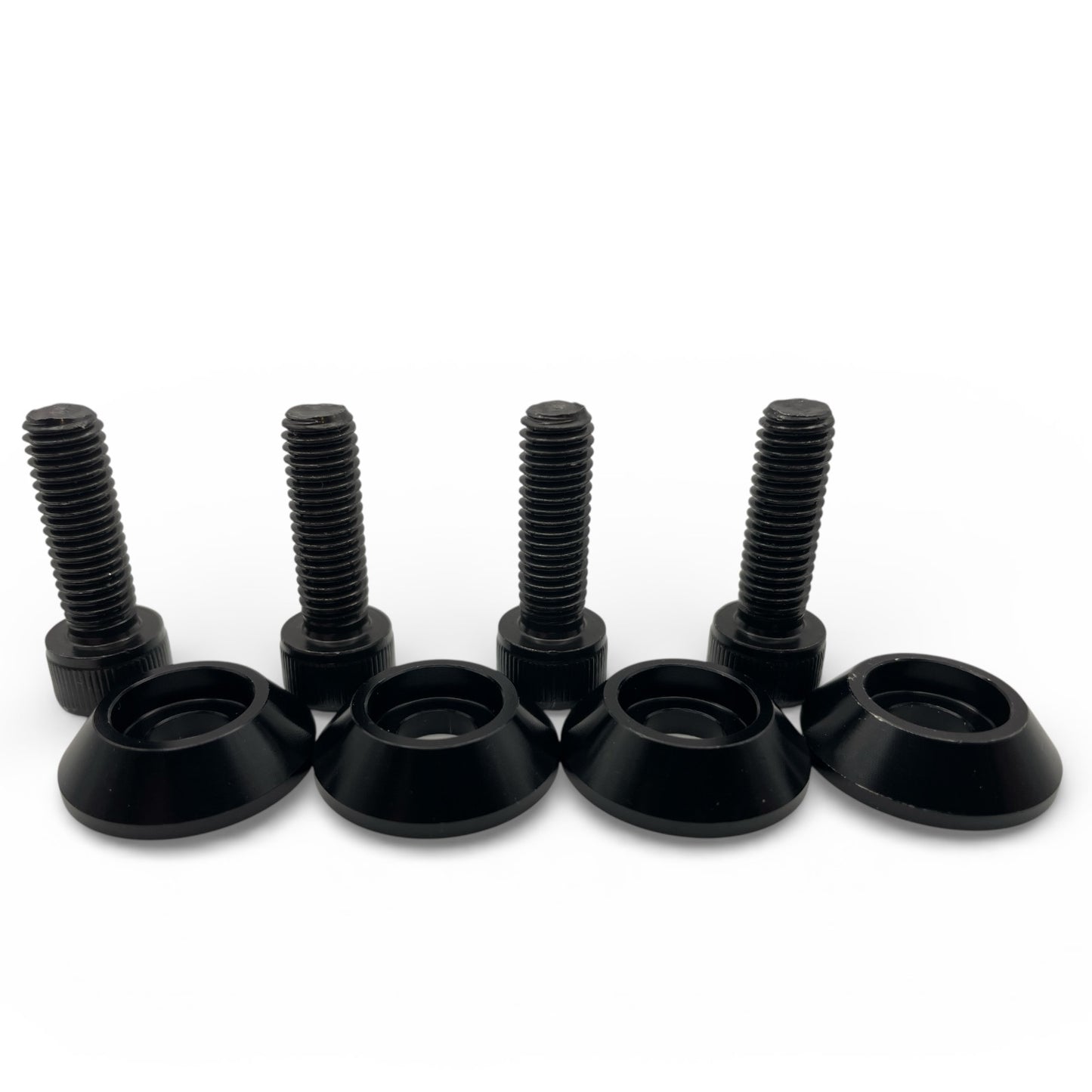 Race Rally Trackday Bucket Seat Side Subframe Mount Black fixing Bolts & Black CNC Alloy Washers x4