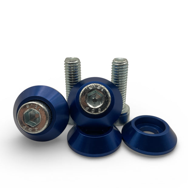 Race Rally Trackday Bucket Seat Side Subframe Mount Silver fixing Bolts & Blue CNC Alloy Washers x4 (Copy)