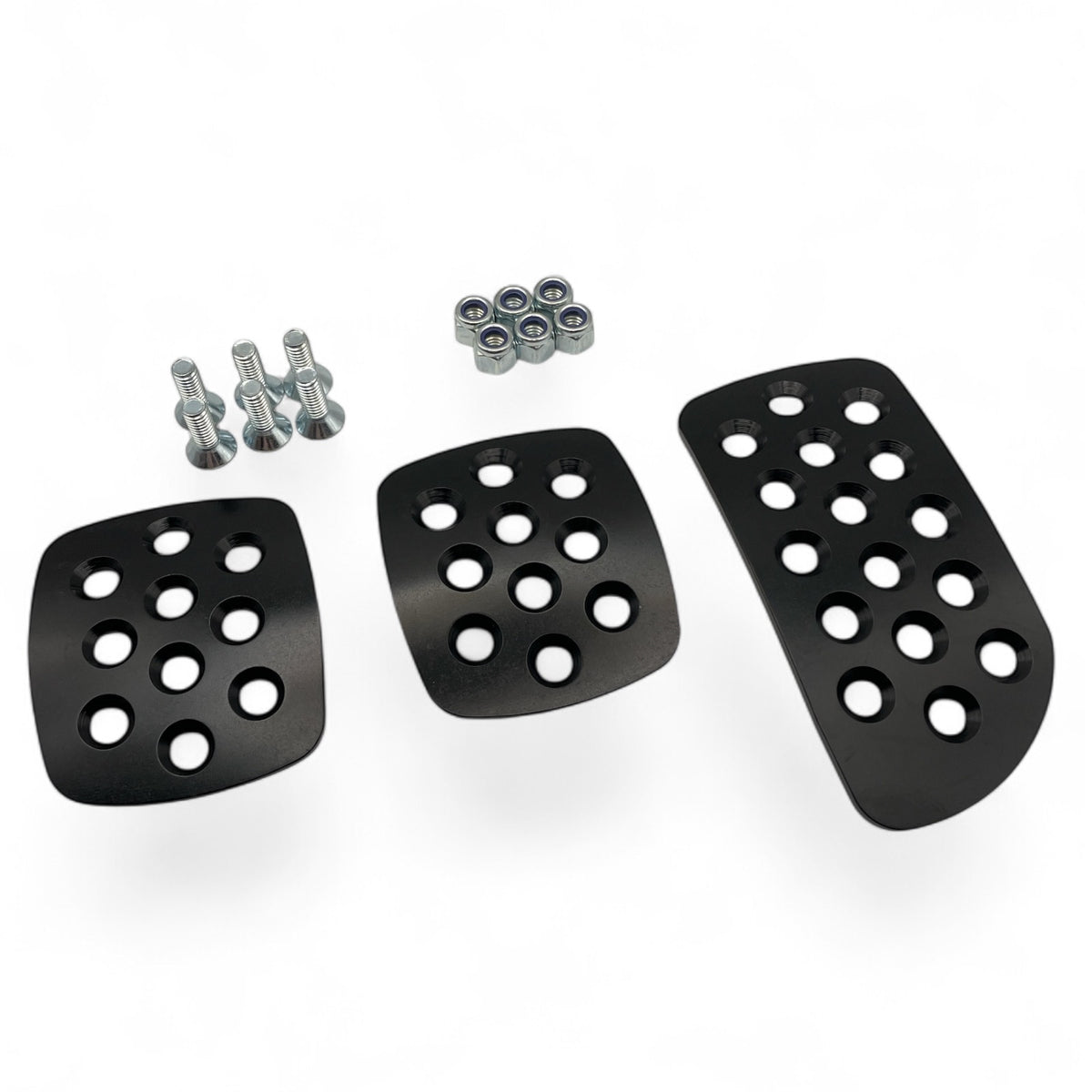 Motorsport Alloy Pedals Extension Plates Set - Aluminium Pedal Pad Kit - BLACK