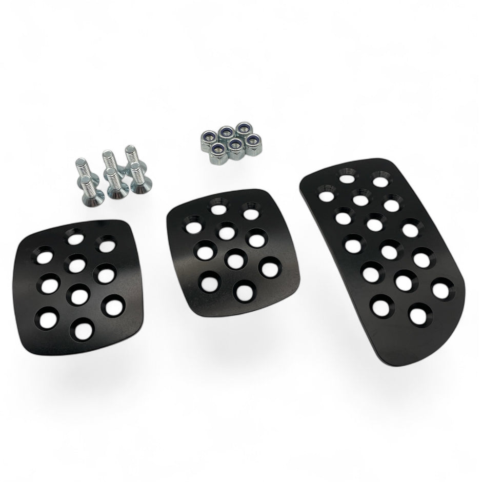 Motorsport Alloy Pedals Extension Plates Set - Aluminium Pedal Pad Kit - BLACK