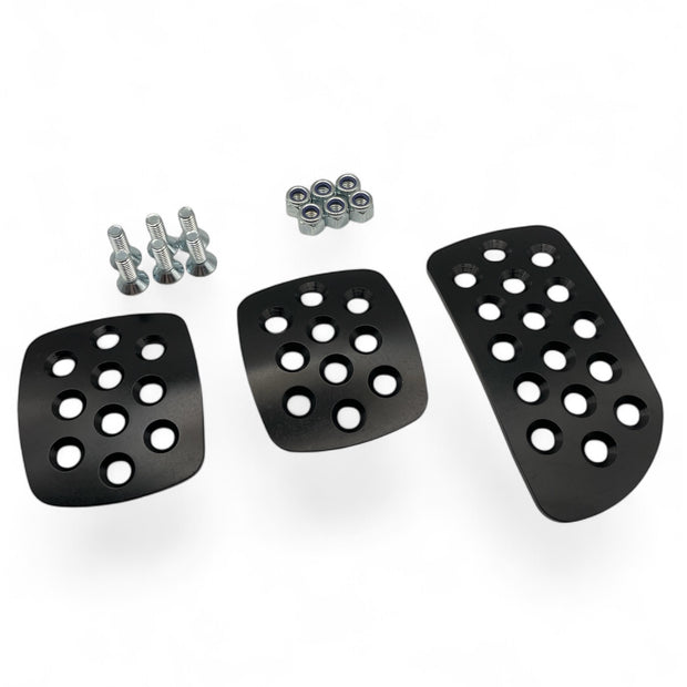 Motorsport Alloy Pedals Extension Plates Set - Aluminium Pedal Pad Kit - BLACK