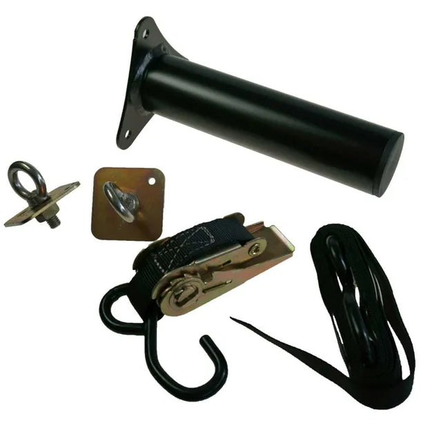 Motorsport Alloy Single Spare Wheel Carrier Post & Ratchet Tie Down Strap