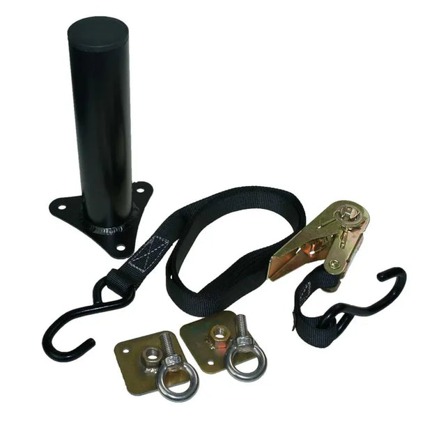 Motorsport Alloy Single Spare Wheel Carrier Post & Ratchet Tie Down Strap