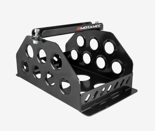 Motamec Std Size Alloy Car Battery Tray Aluminium Box Holder Black Powder Coated