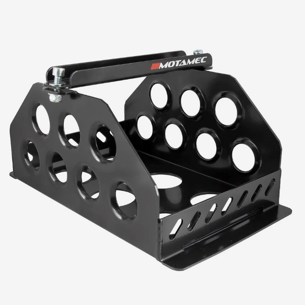 Motamec Std Size Alloy Car Battery Tray Aluminium Box Holder Black Powder Coated