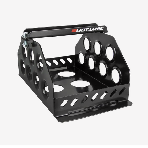 Motamec Std Size Alloy Car Battery Tray Aluminium Box Holder Black Powder Coated