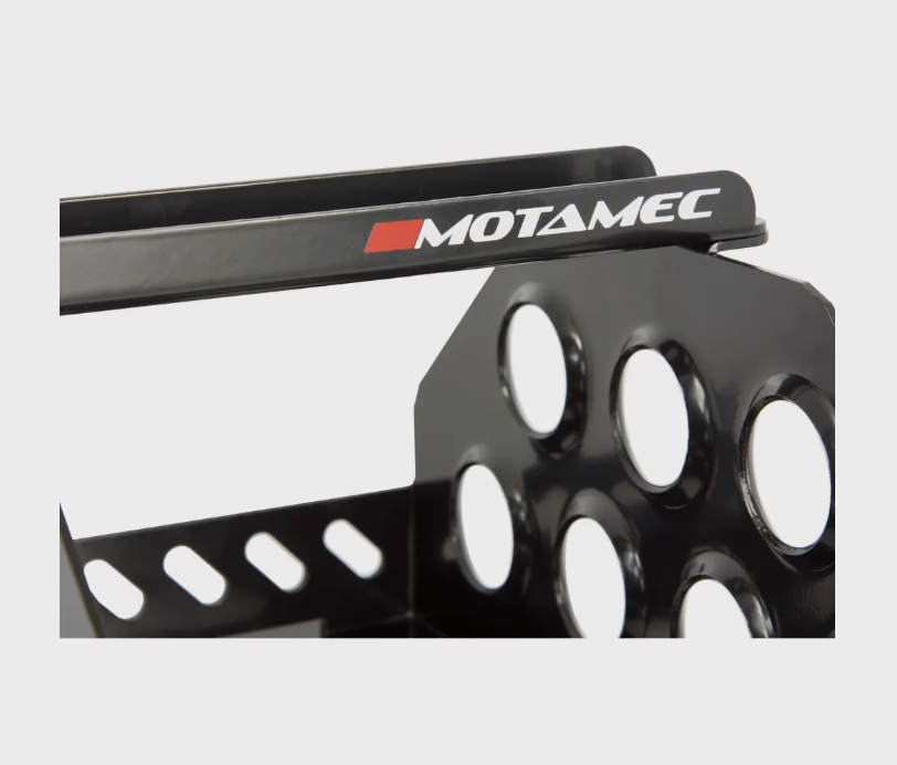 Motamec Std Size Alloy Car Battery Tray Aluminium Box Holder Black Powder Coated