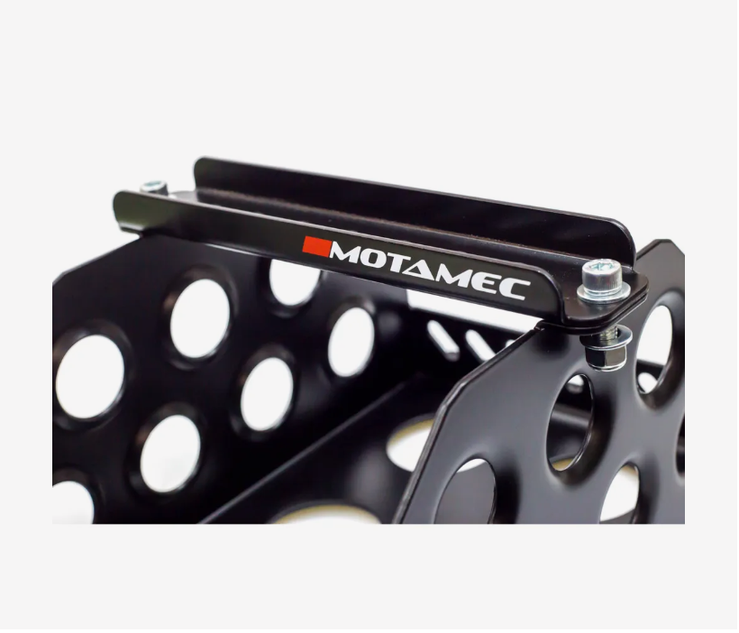 Motamec Std Size Alloy Car Battery Tray Aluminium Box Holder Black Powder Coated