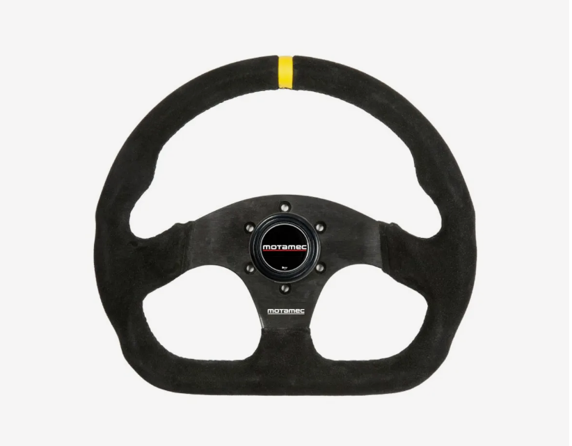 Motamec Formula Race Steering Wheel D Shape 320mm Black Suede Black Spoke