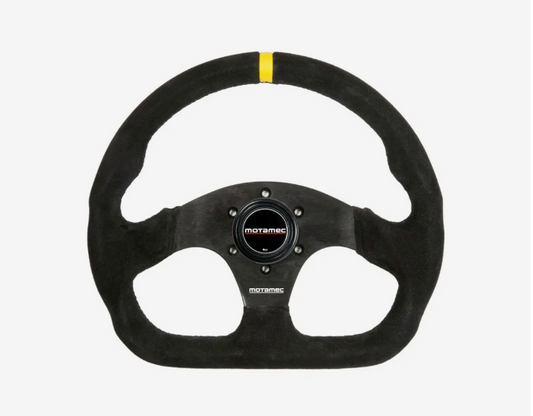 Motamec Formula Race Steering Wheel D Shape 320mm Black Suede Black Spoke