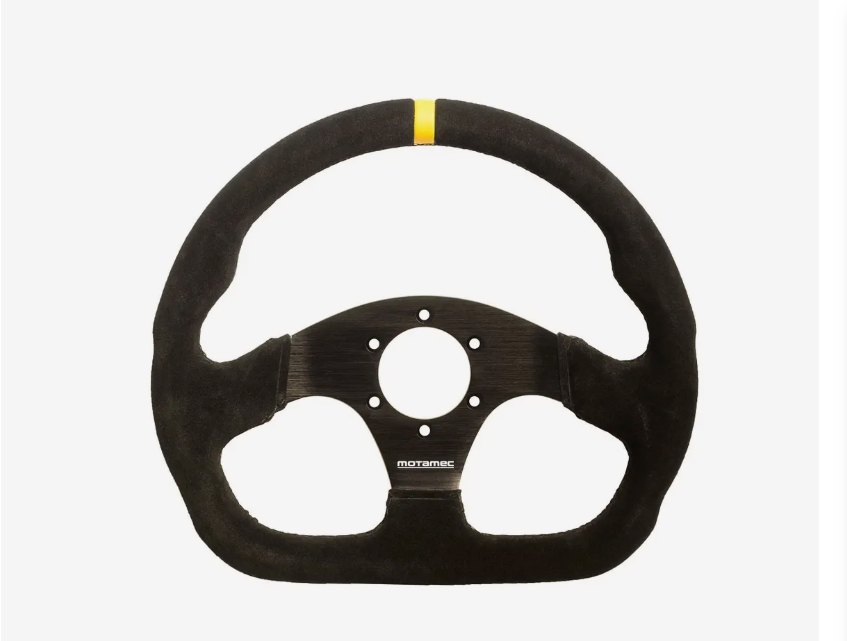 Motamec Formula Race Steering Wheel D Shape 320mm Black Suede Black Spoke