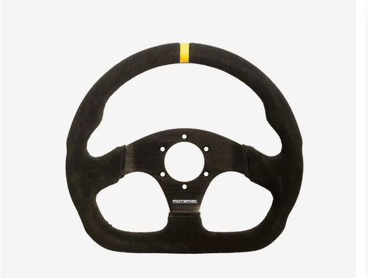 Motamec Formula Race Steering Wheel D Shape 320mm Black Suede Black Spoke