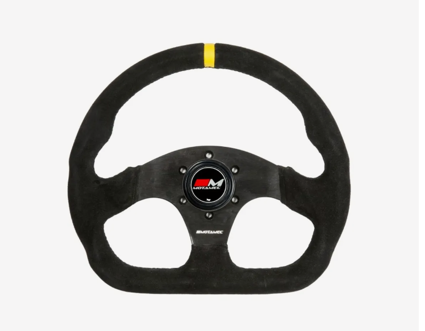 Motamec Formula Race Steering Wheel D Shape 320mm Black Suede Black Spoke