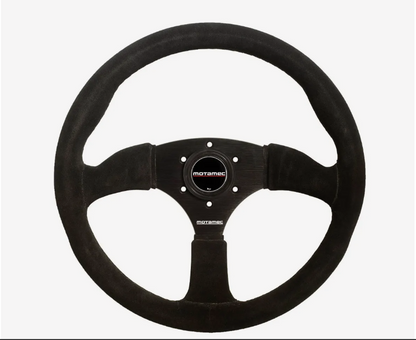 Motamec Race Rally Steering Wheel Semi Dish 350mm Black Suede Black Spoke