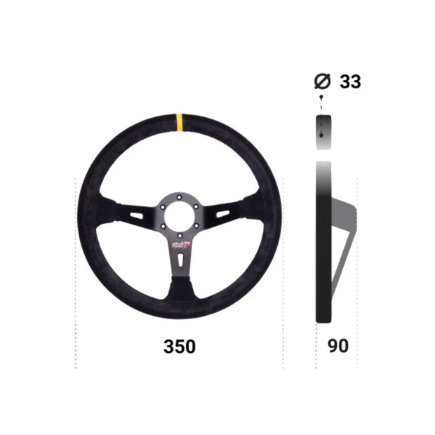 Atech 350mm 90mm Dish Suede Steering Wheel