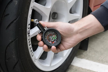 Motamec Motorsport Analogue Tyre Pressure Gauge With Built In Tyre Tread Depth Gauge.