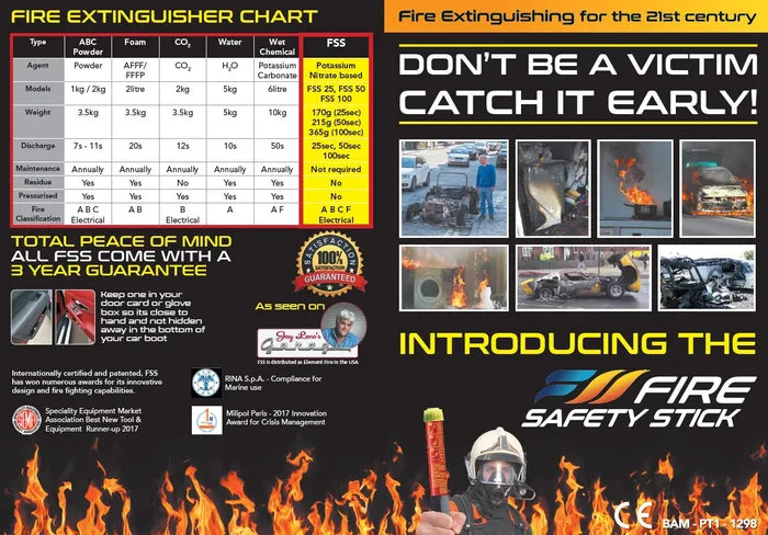 Motorsport Fire Safety Stick 100 Second Suppression Large - Hand Held Extinguisher