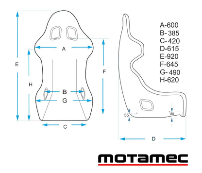 Motamec Racing Evo3 FIA Approved Race Rally Seat GRP Shell Side Mount BLACK