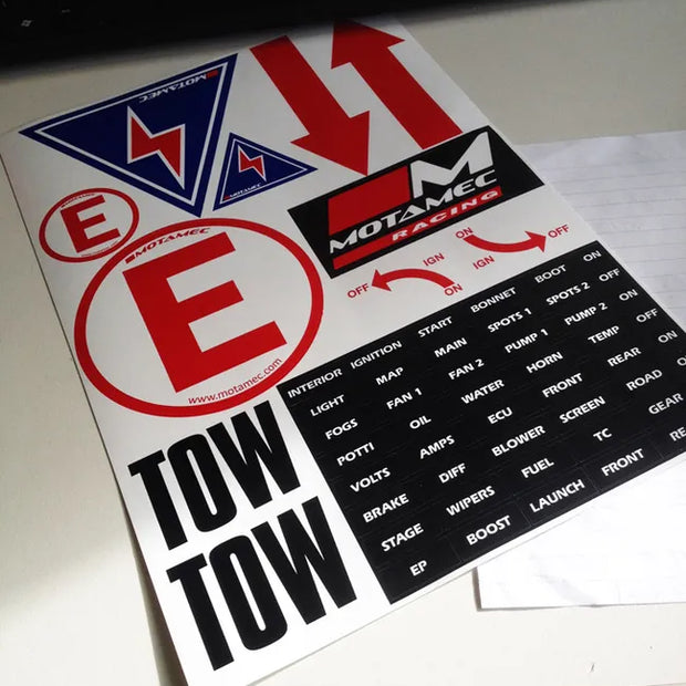 Motorsport Scrutineer Safety Sticker Sheet